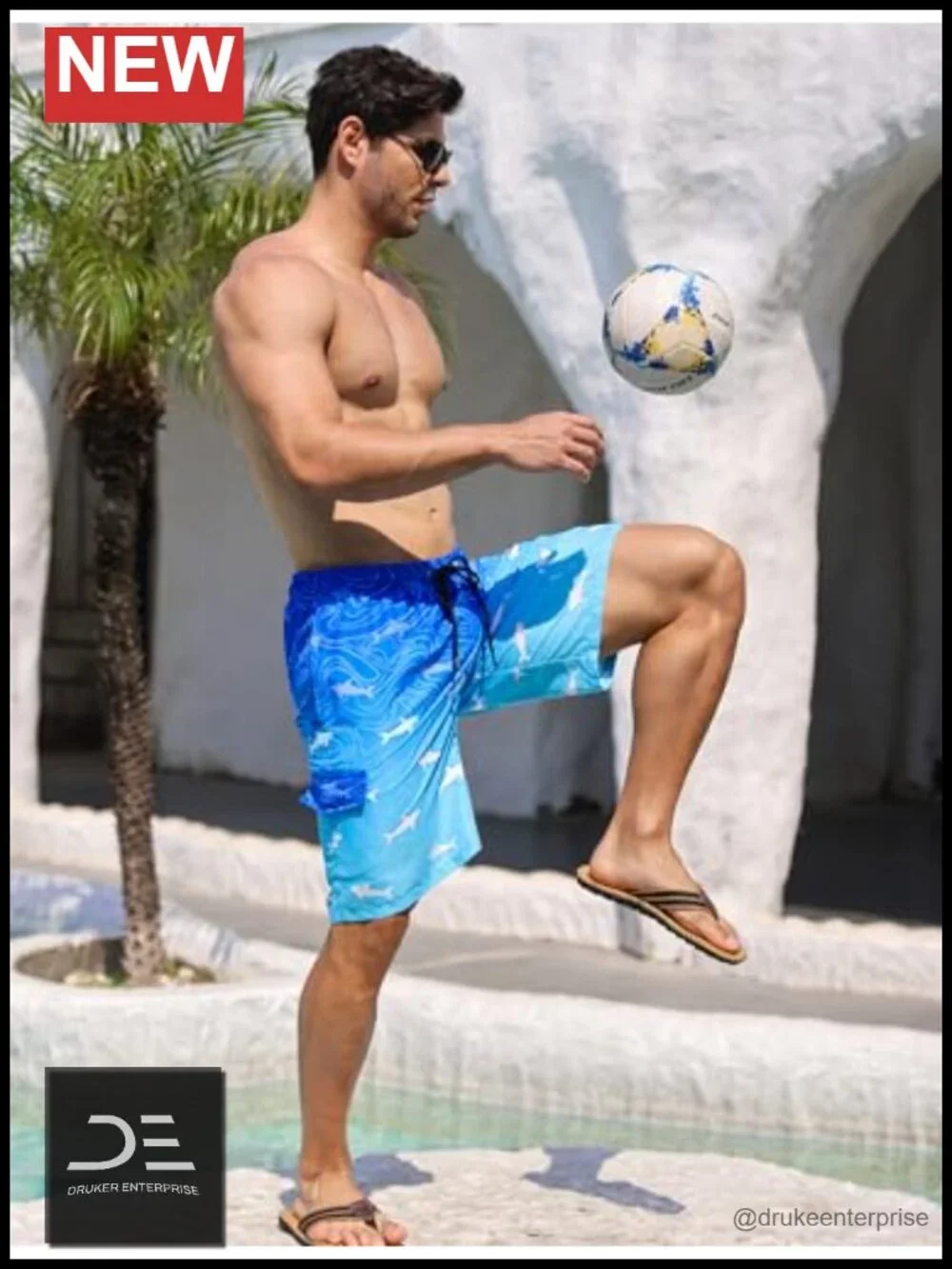 9 inch Quick Dry Board Shorts with Mesh Lining and Zipper Pockets